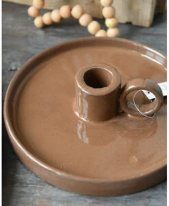 Aardewerk Kandelaar Met Oor Bruin, IB Laursen