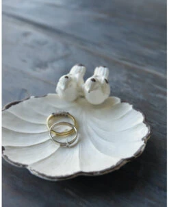 Antiek Wit Schaaltje Met Twee Vogeltjes