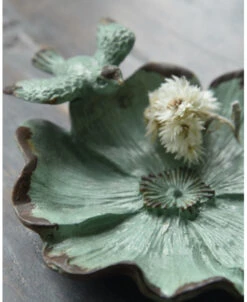 Bloemvorm Antiek Turkoois Schaaltje Met Vogeltje