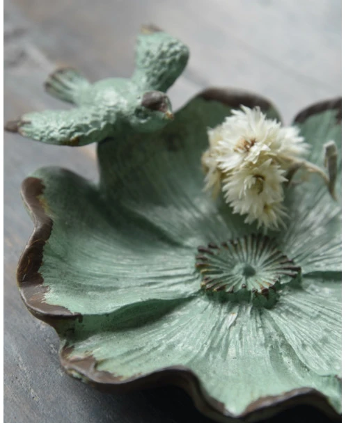 Bloemvorm Antiek Turkoois Schaaltje Met Vogeltje