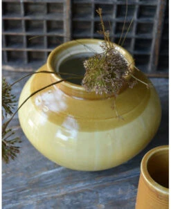 Bolle Handgemaakte Pot In Oud Oker Bruine Tinten, Unique IB Laursen