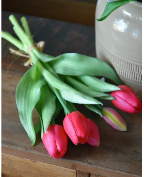 Bos Diep Roze Tulpen Real Touch, A 5 Stuks - Afbeelding 3
