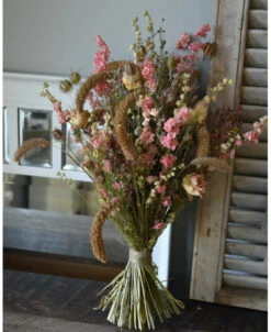 Droogbloem Boeket Gelaagd In Naturel Roze