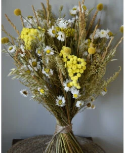 Droogbloemen Boeket In Naturel Geel En Wit
