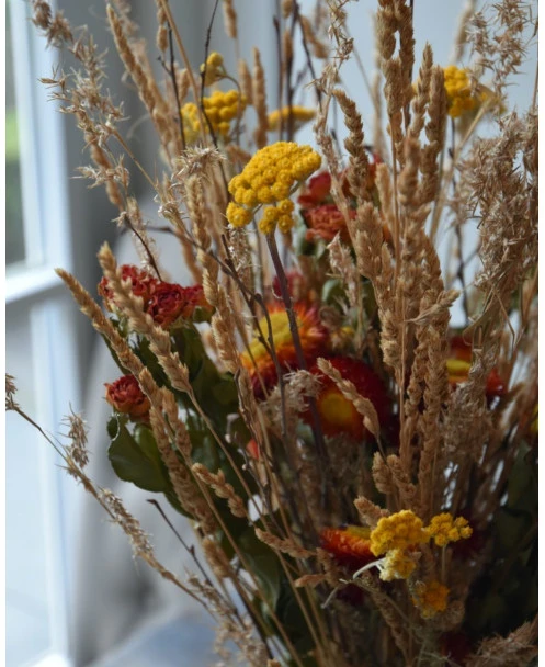 Droogbloemen Plukboeket Naturel Geel Oranje/rood Gemengd - Afbeelding 2