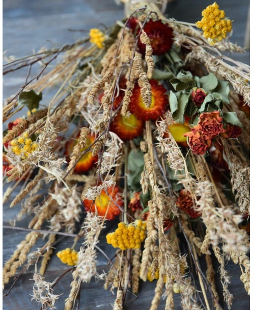 Droogbloemen Plukboeket Naturel Geel Oranje/rood Gemengd - Afbeelding 3