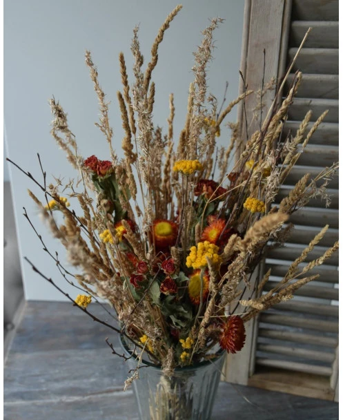 Droogbloemen Plukboeket Naturel Geel Oranje/rood Gemengd - Afbeelding 4