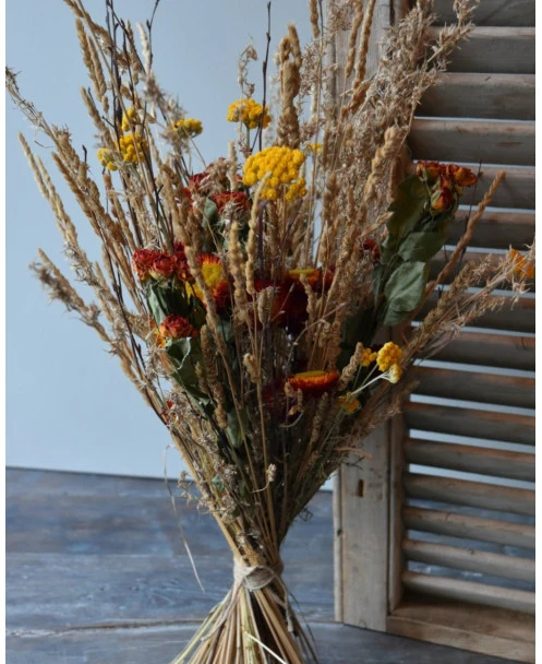 Droogbloemen Plukboeket Naturel Geel Oranje/rood Gemengd - Afbeelding 7
