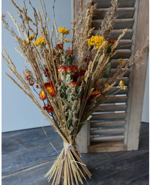 Droogbloemen Plukboeket Naturel Geel Oranje/rood Gemengd