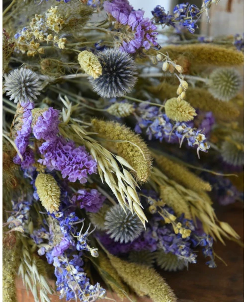 Droogbloemen Veldboeket In Gemengde Groen En Blauw Tinten - Afbeelding 5