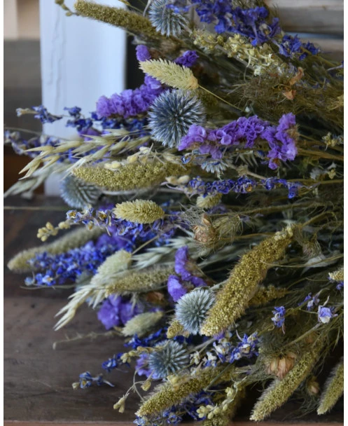 Droogbloemen Veldboeket In Gemengde Groen En Blauw Tinten - Afbeelding 6