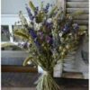 Gemengd Droogbloemen Boeket In Naturel Groen Lila En Blauw