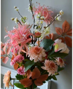 Gevuld Zijde Plukboeket In Perzik Roze Tinten