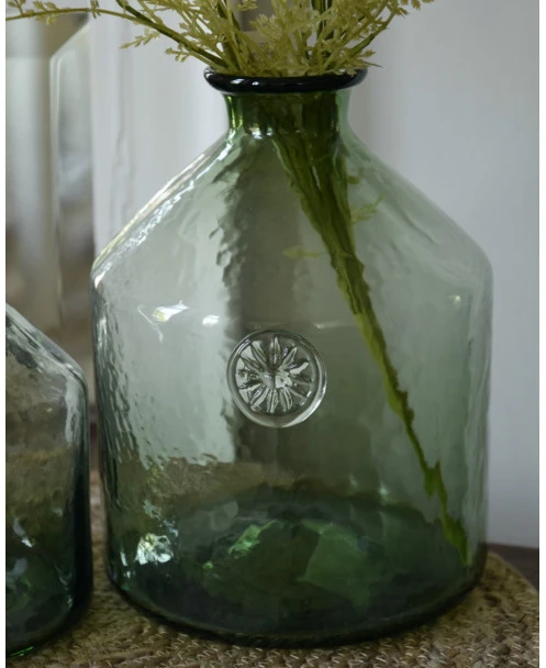 Glazen Apothekers Fles In Het Groen Met Embleem Groot, IB Laursen