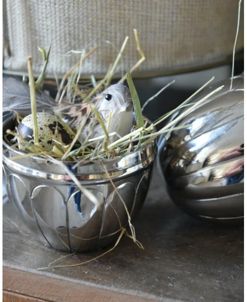 Groot Antiek-look Zilver Kleurig Ei Met Reliëf, IB Laursen