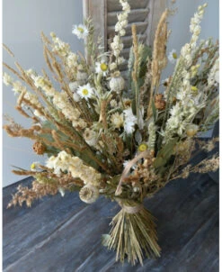 Groot Droogbloemen Boeket Gemengd In Naturel Crème