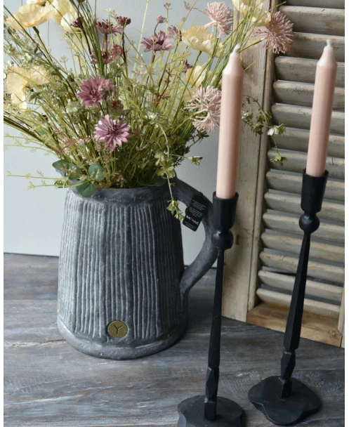 Grote Aardewerk Kan Vintage Grijs Met Verticale Patroon, Brynxz - Afbeelding 2