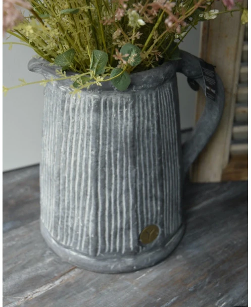 Grote Aardewerk Kan Vintage Grijs Met Verticale Patroon, Brynxz - Afbeelding 6