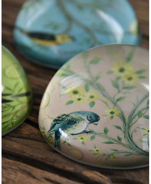 Halve Bol Van Glas Met Vogels In Pastel - Afbeelding 3