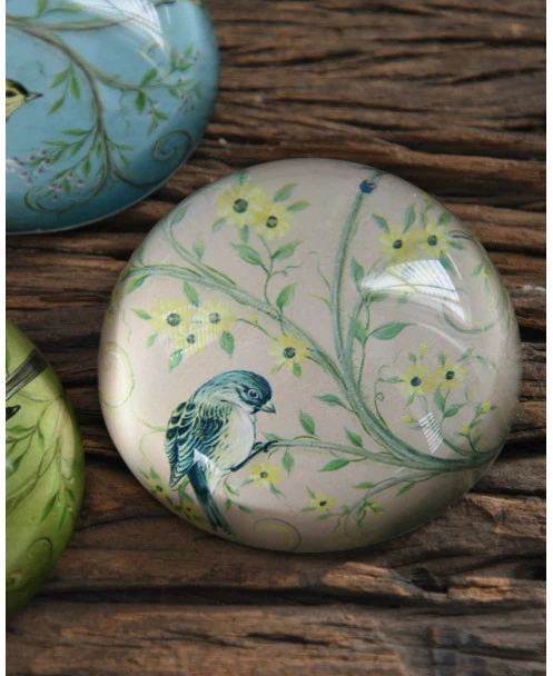 Halve Bol Van Glas Met Vogels In Pastel - Afbeelding 4