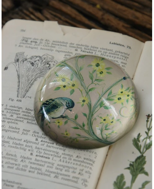 Halve Bol Van Glas Met Vogels In Pastel - Afbeelding 6