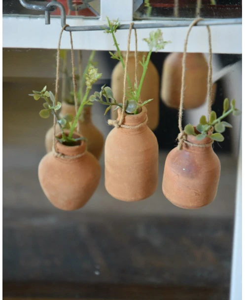 Handgemaakte Aardewerk Flesjes Met Ophang Touw Set Van 3, IB Laursen - Afbeelding 6