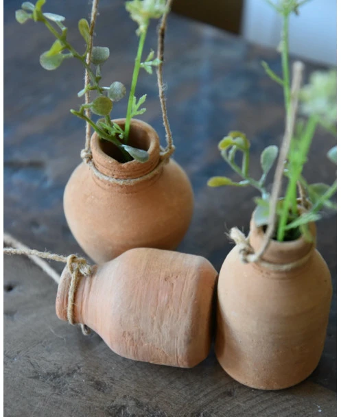 Handgemaakte Aardewerk Flesjes Met Ophang Touw Set Van 3, IB Laursen - Afbeelding 8