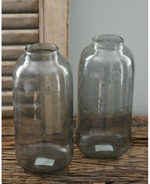 Hoge Vaas Met Bubbels, Zilvermetaal En Grijze Gloed - Afbeelding 2