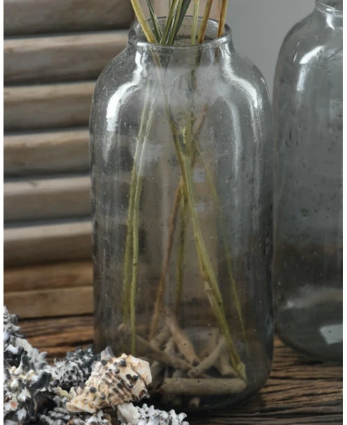 Hoge Vaas Met Bubbels, Zilvermetaal En Grijze Gloed - Afbeelding 3