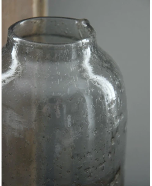 Hoge Vaas Met Bubbels, Zilvermetaal En Grijze Gloed - Afbeelding 5