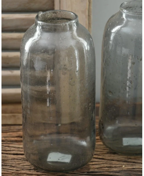 Hoge Vaas Met Bubbels, Zilvermetaal En Grijze Gloed - Afbeelding 8