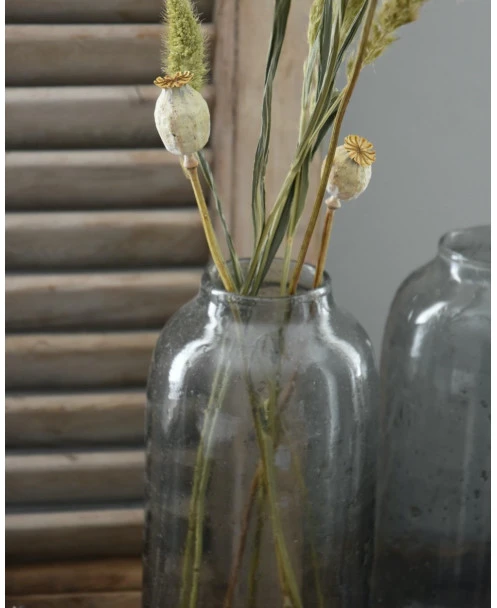 Hoge Vaas Met Bubbels, Zilvermetaal En Grijze Gloed