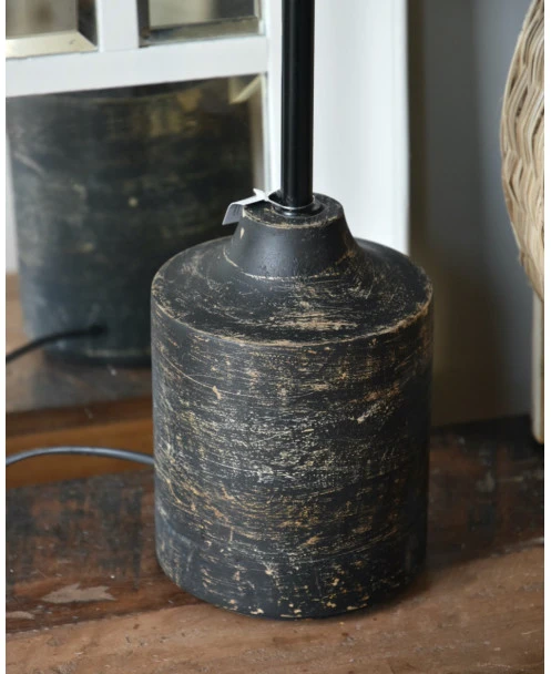 Houten Lampenvoet In Antiek Zwart - Afbeelding 2