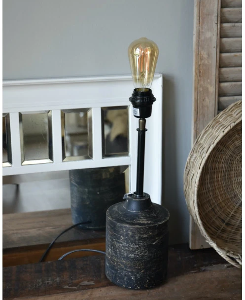 Houten Lampenvoet In Antiek Zwart - Afbeelding 3