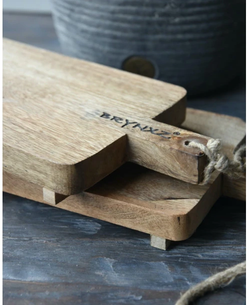Houten Rechthoekige Snijplank Met Oor En Touw Lang, Brynxz - Afbeelding 2