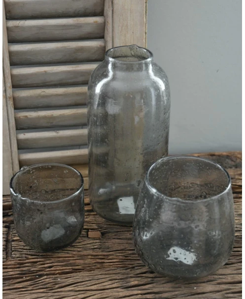 Iets Bolle Glazen Vaas Met Bubbels, Zilvermetaal En Grijze Gloed - Afbeelding 6