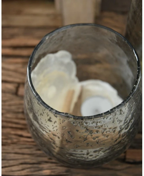 Iets Bolle Glazen Vaas Met Bubbels, Zilvermetaal En Grijze Gloed - Afbeelding 8