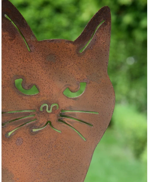 Kat Hoekjes Gluurder, Metalen Tuin Decoratie - Afbeelding 2