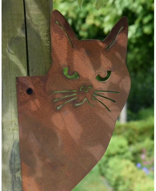 Kat Hoekjes Gluurder, Metalen Tuin Decoratie