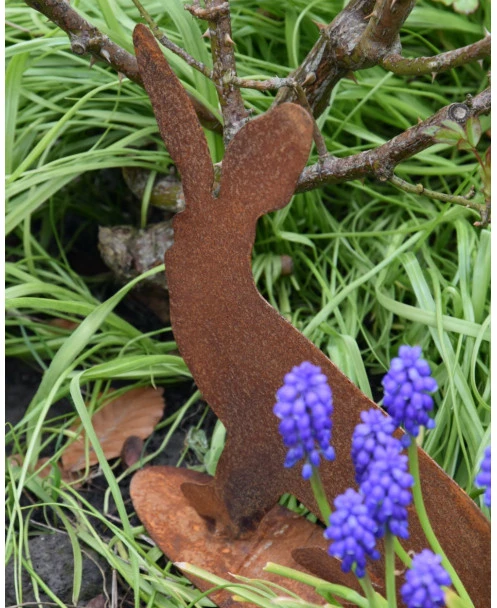 Konijn Met Gespitste Oren, Ecoroest Tuindecoratie - Afbeelding 2