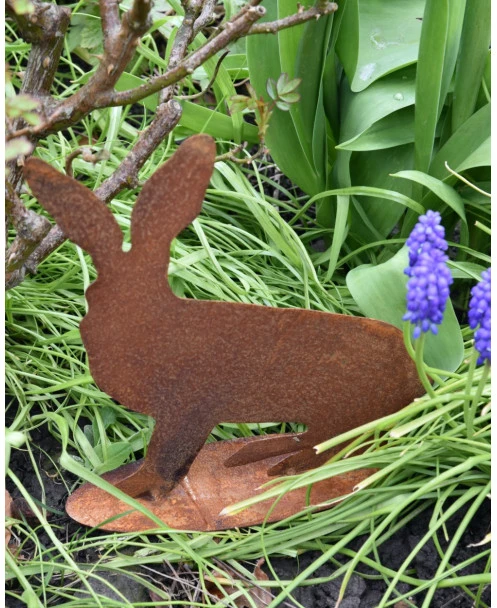 Konijn Met Gespitste Oren, Ecoroest Tuindecoratie - Afbeelding 4