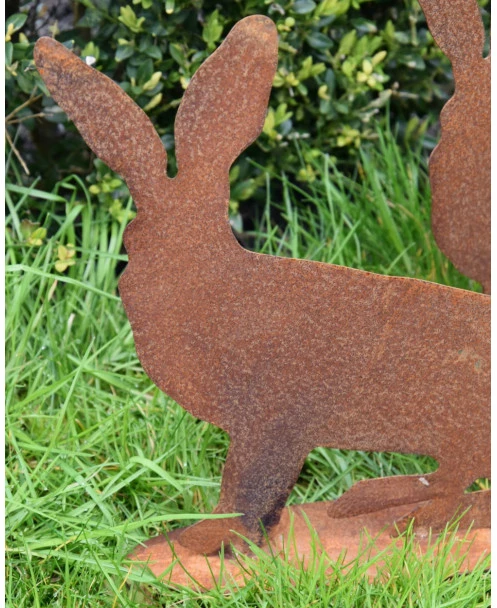 Konijn Met Gespitste Oren, Ecoroest Tuindecoratie - Afbeelding 6