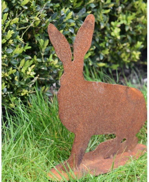 Konijn Met Gespitste Oren, Ecoroest Tuindecoratie - Afbeelding 7