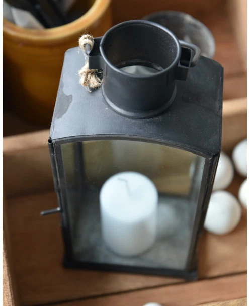 Lantaarn Metaal Zwart En Glas Met Hengsel, IB Laursen - Afbeelding 3