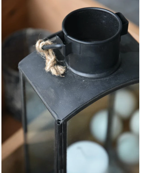 Lantaarn Metaal Zwart En Glas Met Hengsel, IB Laursen - Afbeelding 4