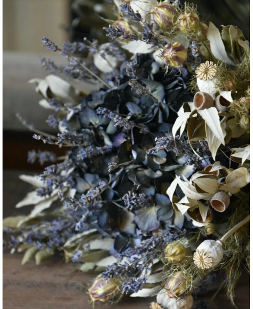 Lavendel Hortensia Biedermeier Droogbloemen Boeket - Afbeelding 2