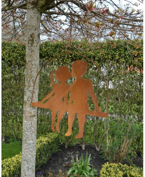 Meisje En Jongen Geven Elkaar Een Kusje, Hangend Ecoroest - Afbeelding 3