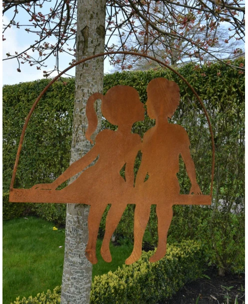 Meisje En Jongen Geven Elkaar Een Kusje, Hangend Ecoroest - Afbeelding 7