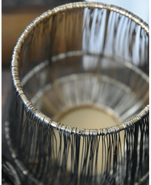 Metalen Draad Windlicht Zwart Goud Groot - Afbeelding 5
