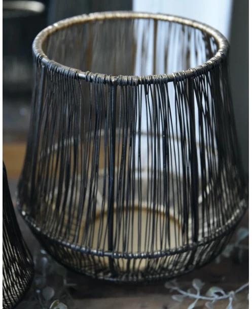 Metalen Draad Windlicht Zwart Goud Groot - Afbeelding 6
